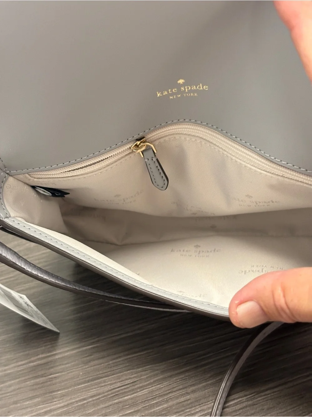 kate spade Two-Tone White and Light Gray Pebbled Leather Crossbody